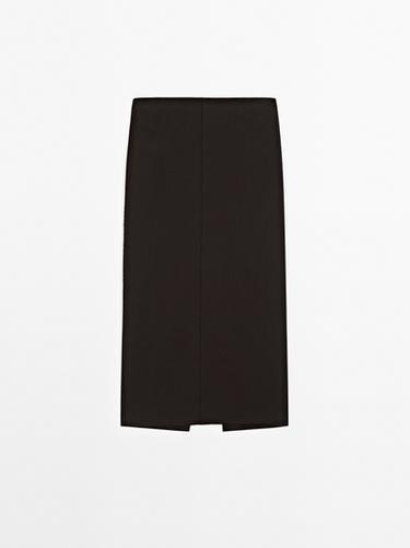 Zara Pleated midi skirt with seam details - Studio - Brown