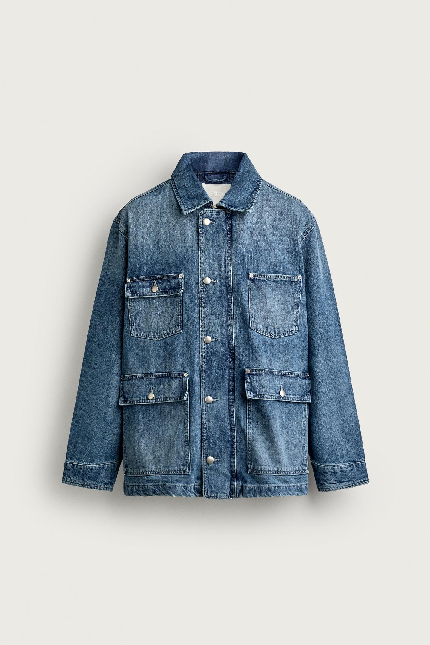 Мужская куртка Zara Utility Pocket Denim Jacket, цвет: Синий — фото 8