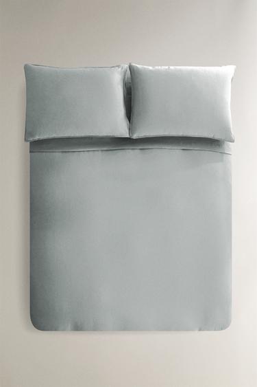 WASHED LINEN DUVET COVER (140 GXM²) - Grey / Blue by Zara