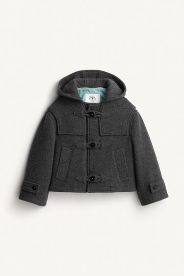 Zara LIMITED EDITION WOOL DUFFLE COAT WITH FROG FASTENINGS - Gray