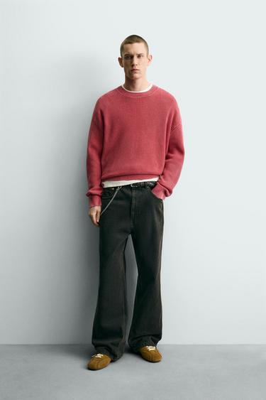 WASHED RIBBED TEXTURE JUMPER - Red by Zara - Image 0