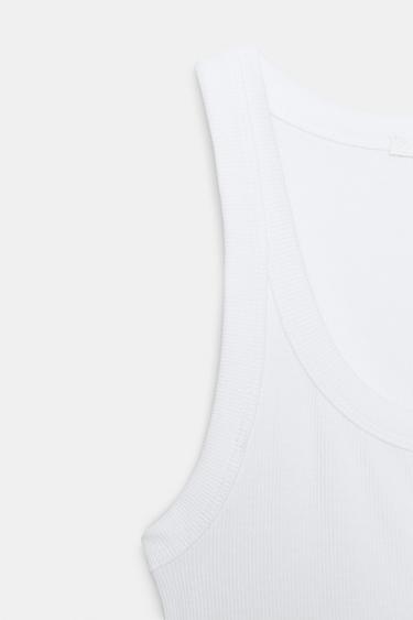 TOP SANS MANCHES CÔTELÉ - Blanc de Zara - Image 7