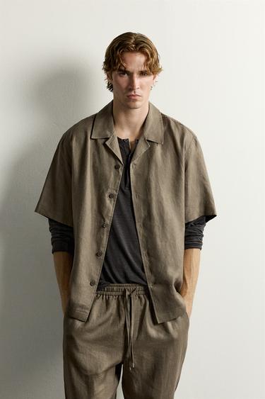 100% LINEN RELAXED FIT SHIRT — Mink 2