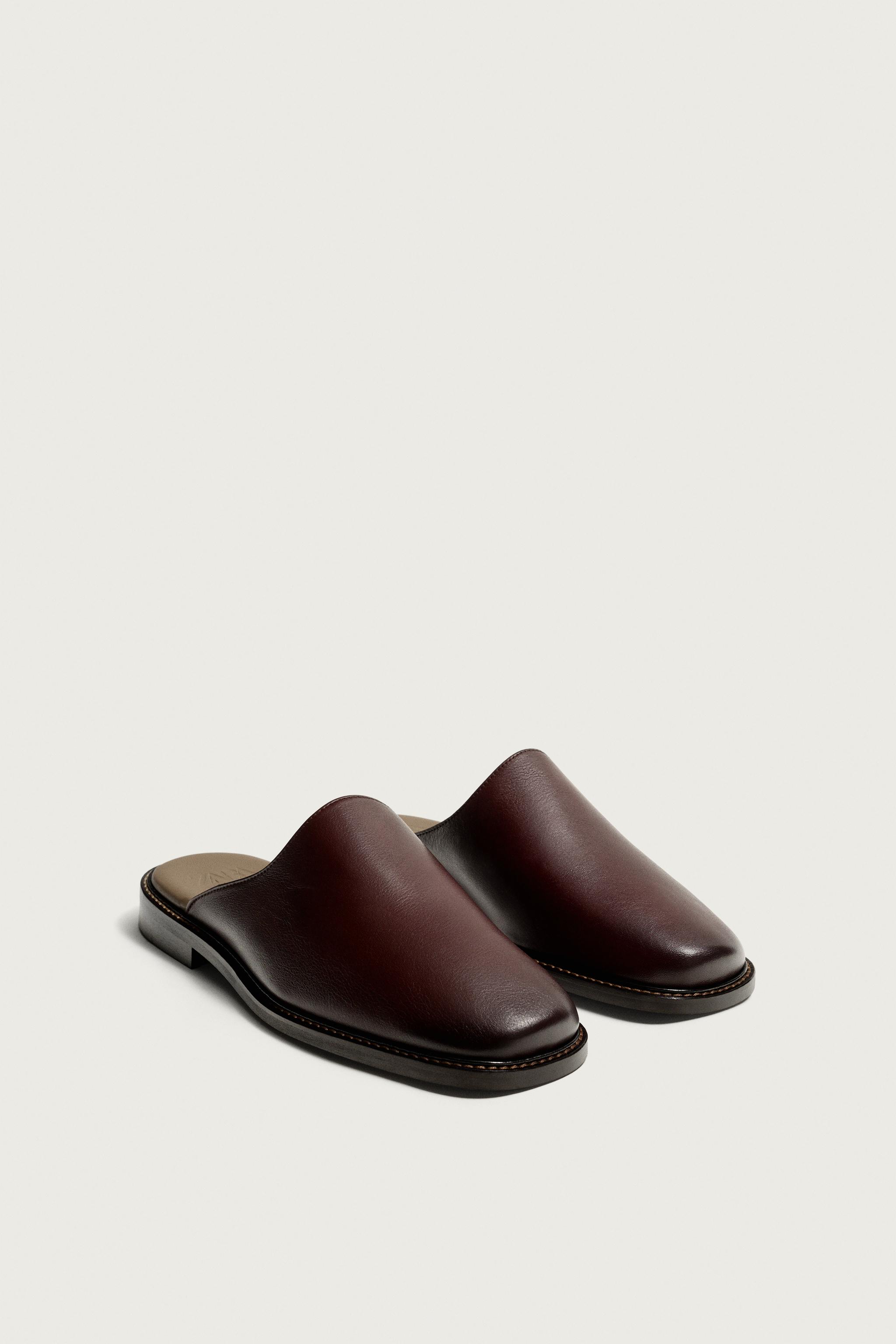 LEATHER CLOGS — Burgundy Red