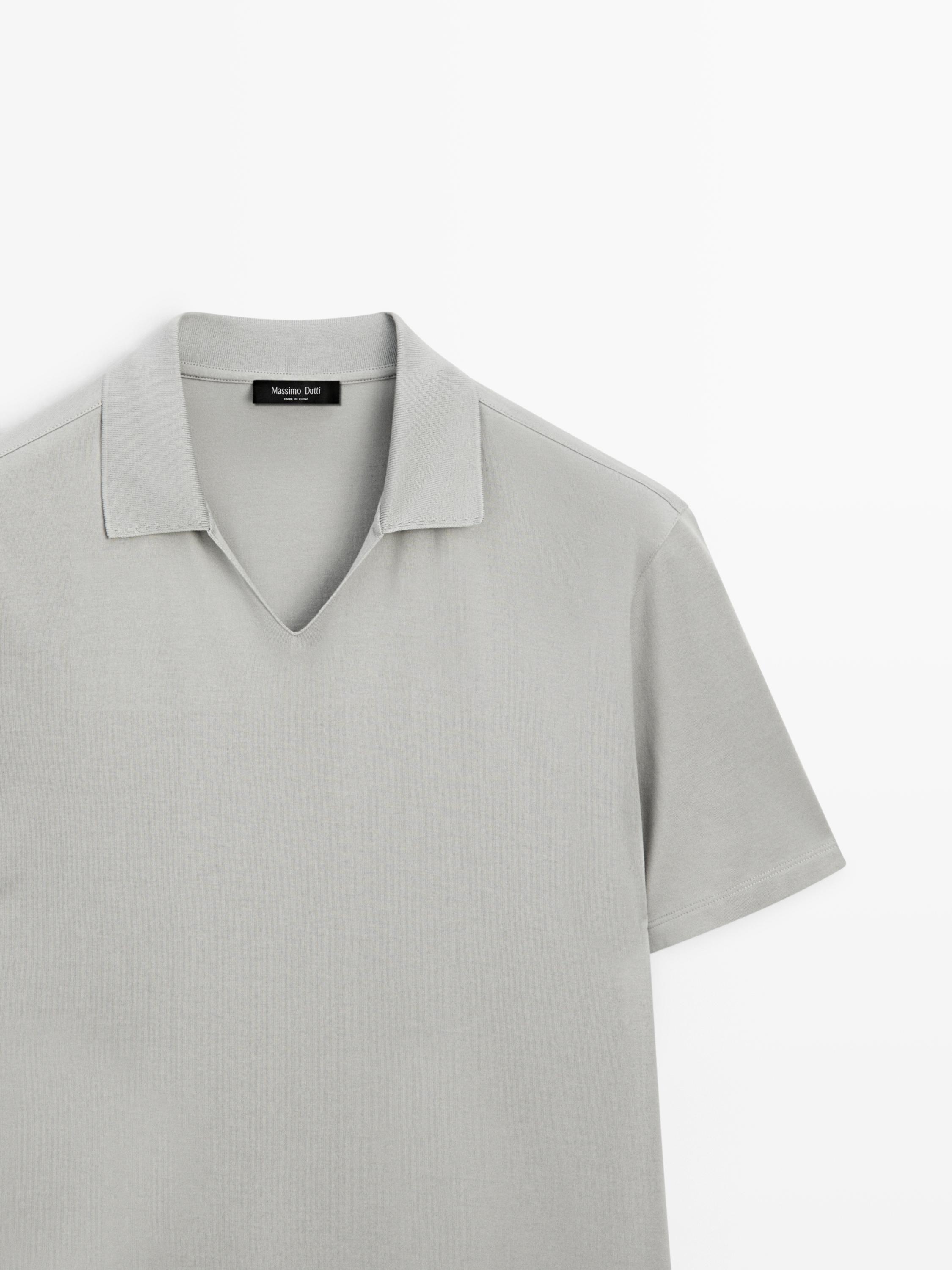 Cotton V-neck polo shirt