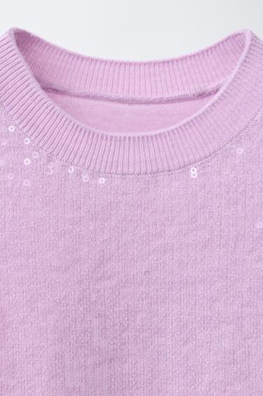 TOP EN MAILLE À SEQUINS - Mauve de Zara - Image 2