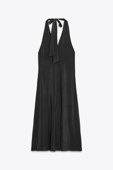 HALTER MIDI DRESS WITH TIE - Black by Zara - Image 7