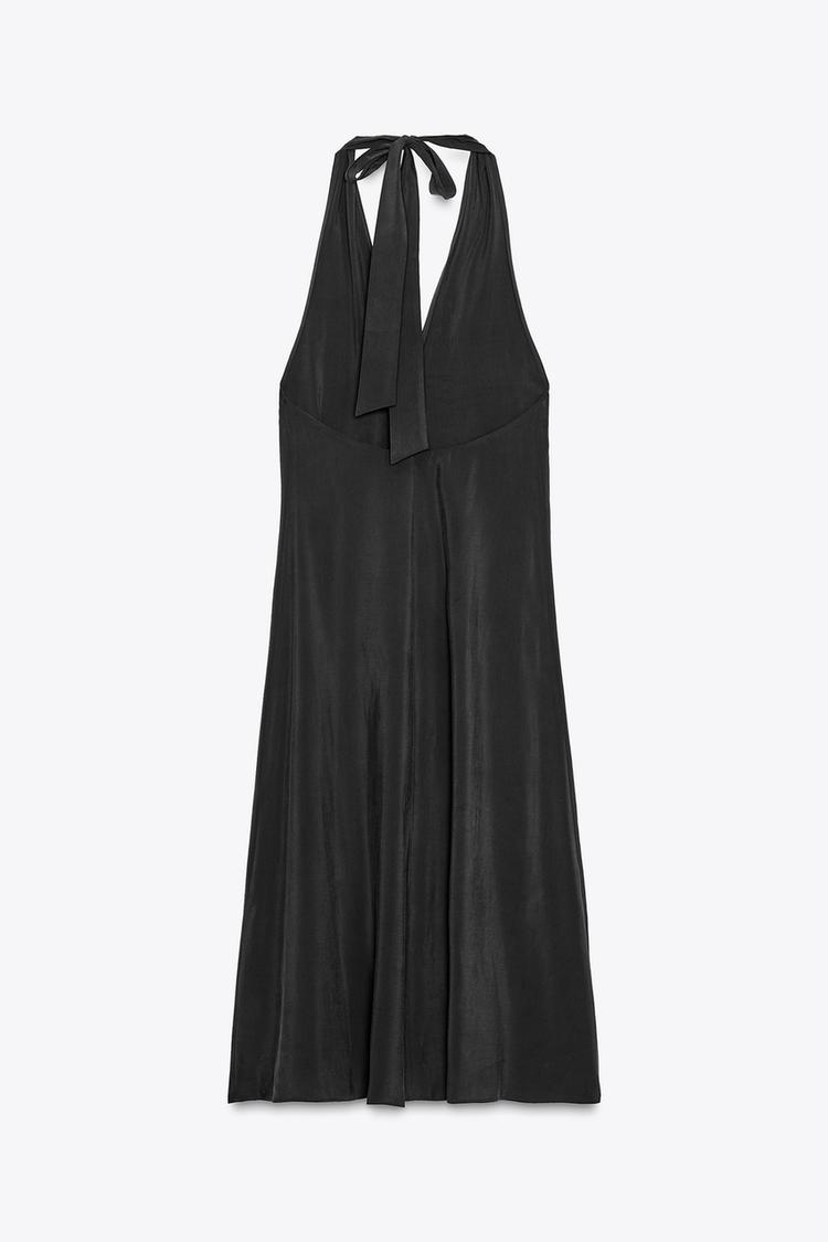HALTER MIDI DRESS WITH TIE - Black by Zara - Image 4