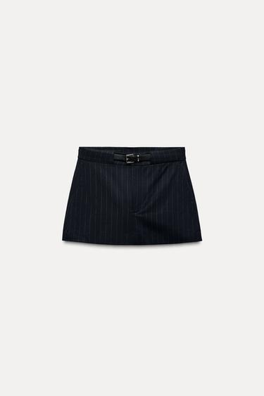 FALDA PANTALÓN CINTURÓN - Marino de Zara