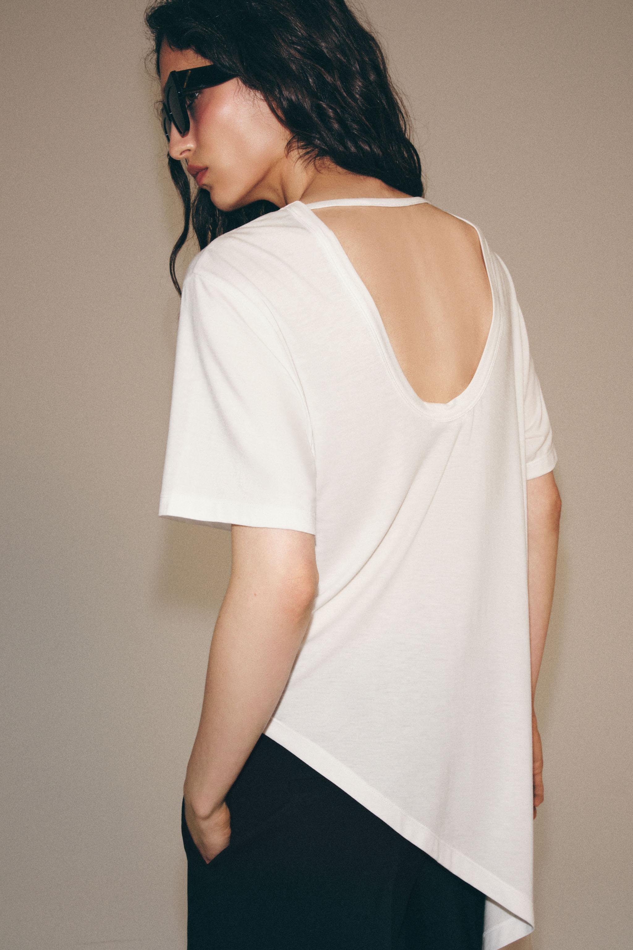 Женские топы Zara ASYMMETRIC SHORT SLEEVE TOP — фото 2