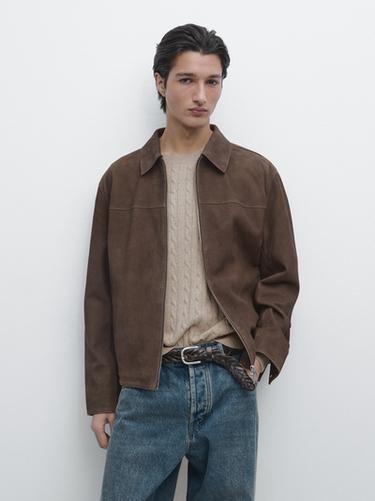 Zara Suede leather jacket - Black gold