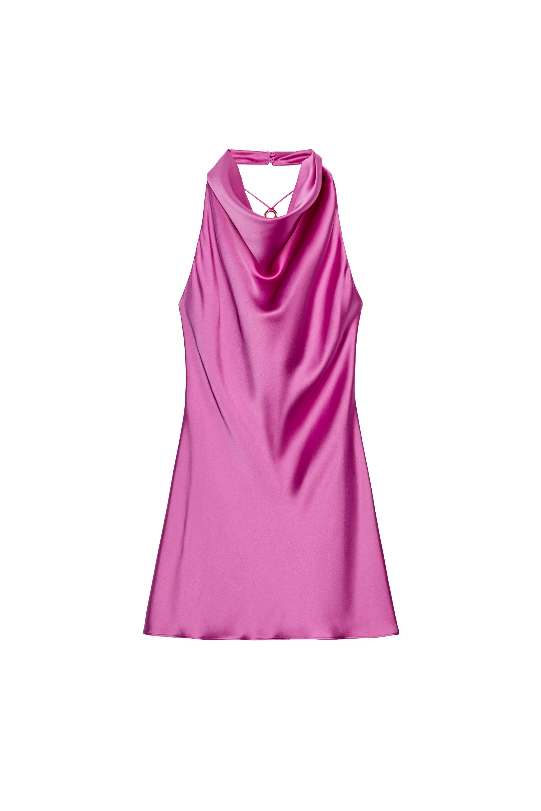 strapless open back dress Zuri Pink Linen Summer Floral Modest Dress – House Of Haniya main image 1