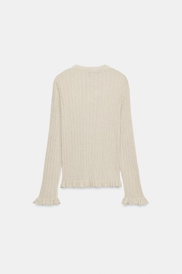 GILET EN MAILLE VOLANTS FIL MÉTALLISÉ - Doré de Zara - Image 7