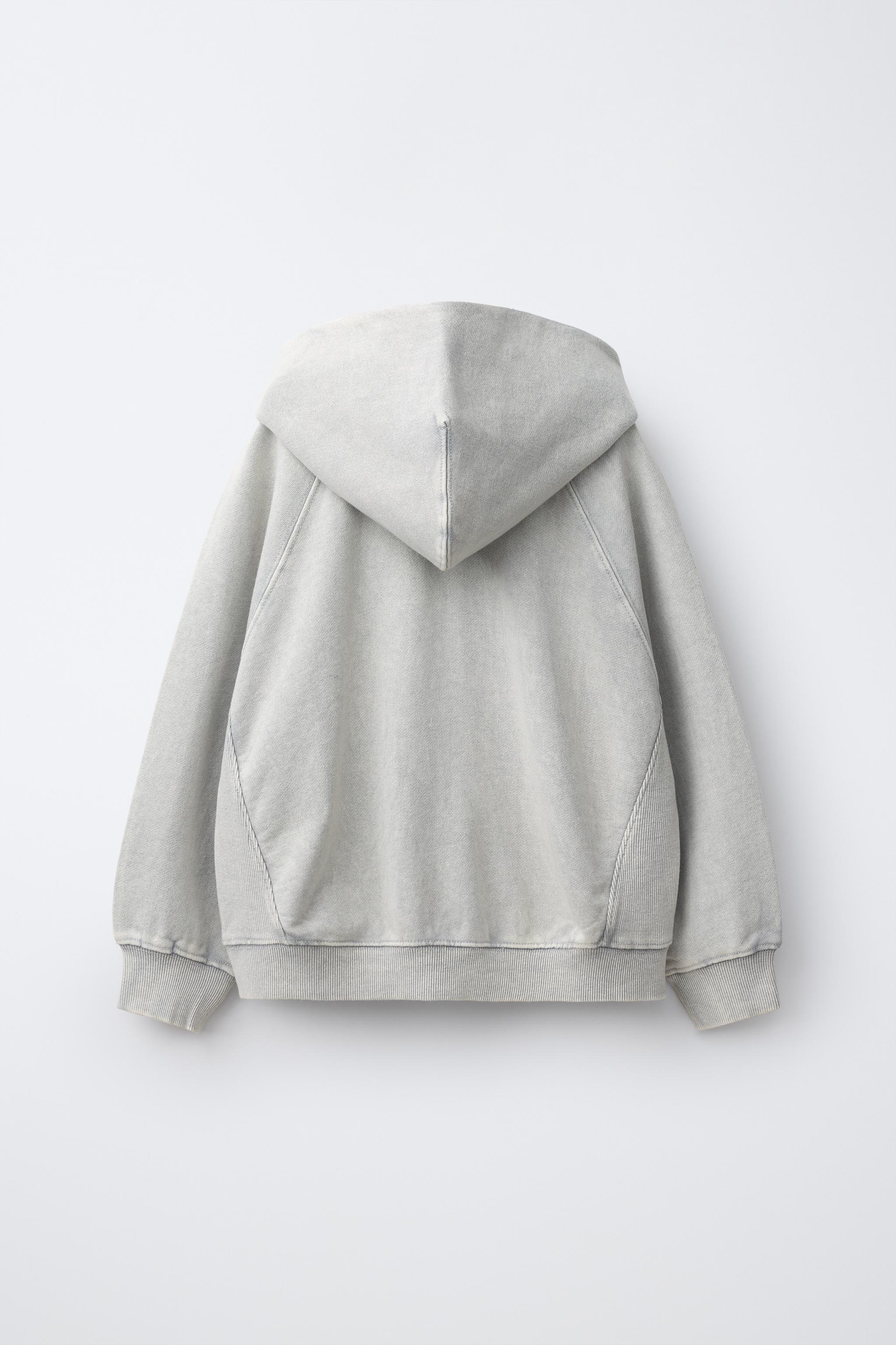 FADE OUT LABEL ZIP-UP HOODIE — Light gray