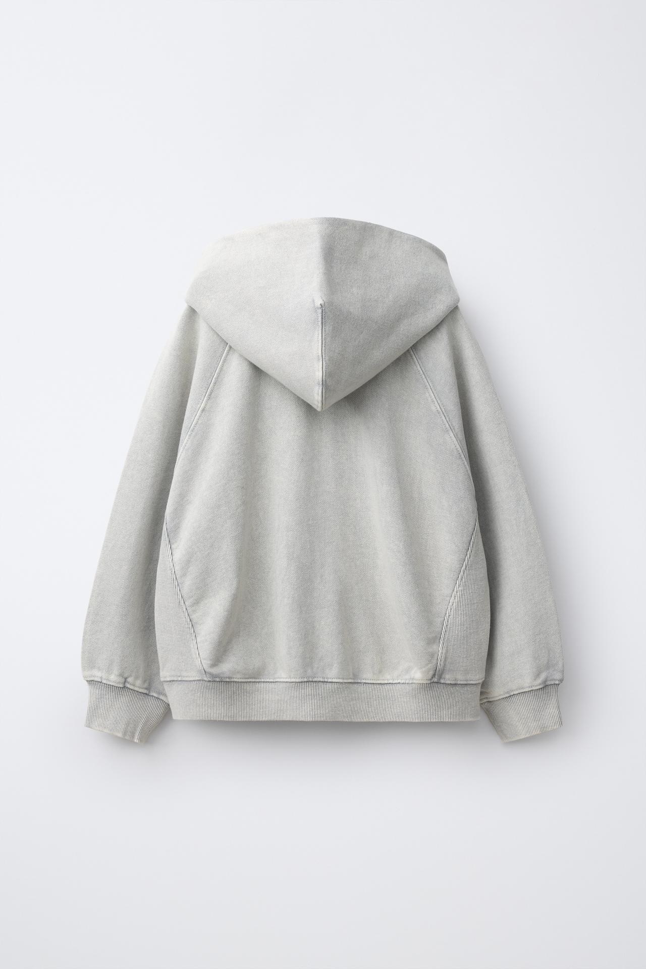 FADE OUT LABEL ZIP-UP HOODIE — Light gray