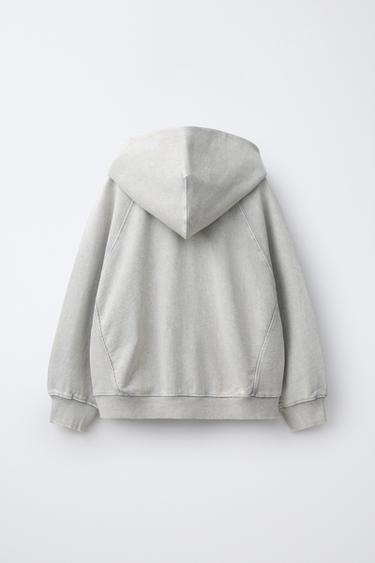 FADE OUT LABEL ZIP-UP HOODIE — Light gray 2