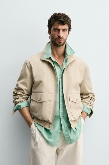 COTTON-LYOCELL REGULAR FIT JACKET - Sand by Zara