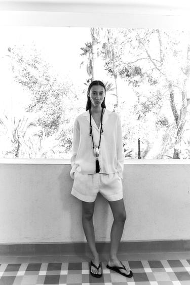 ZW COLLECTION 100% LINEN SHIRT - White by Zara