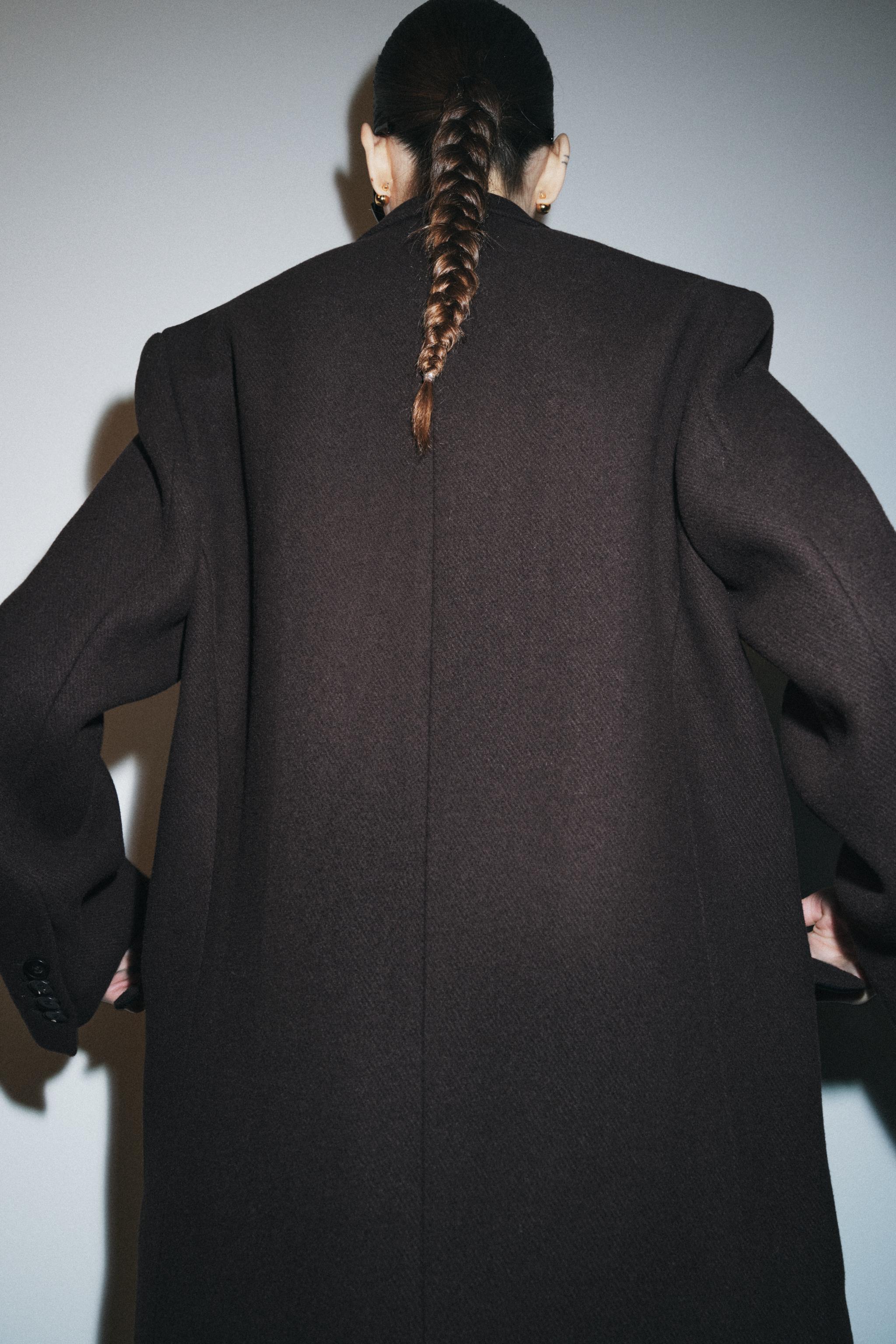 【ZARA】ウール製ロングダブルブレストコート ZW COLLECTION ウールオーバーサイズダブルブレストコート - ブラウン