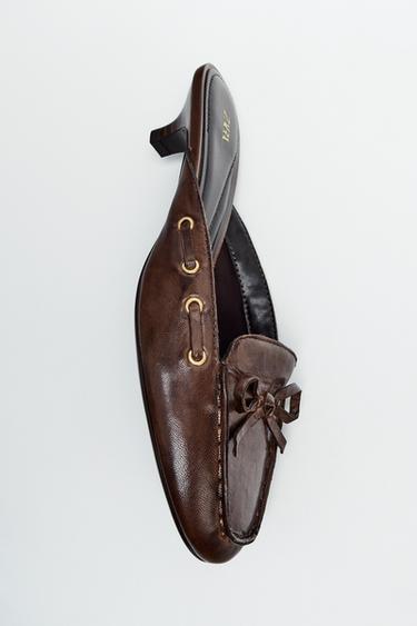 ZAPATO NÁUTICO DESTALONADO PIEL - Tostado oscuro de Zara