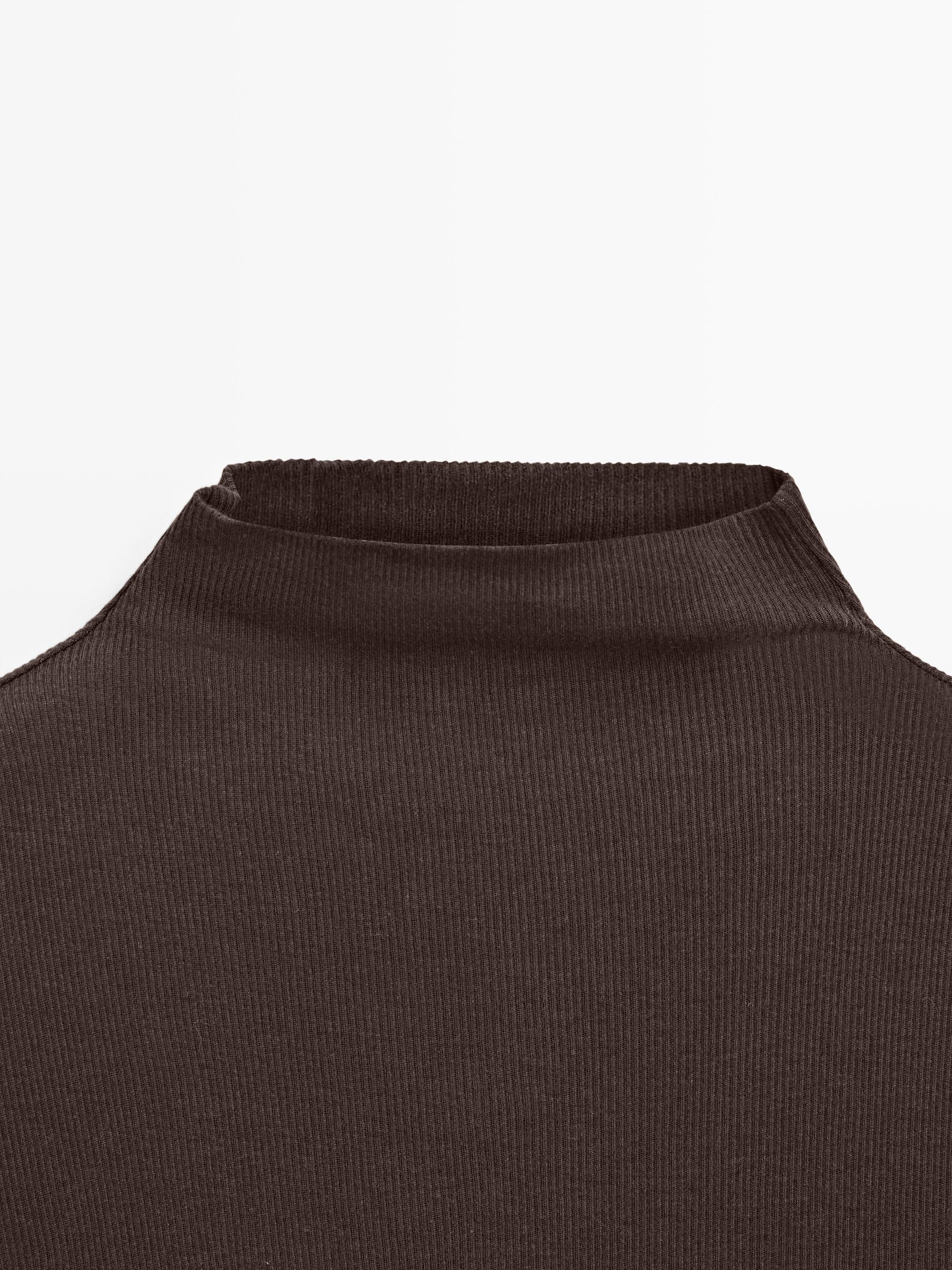 Ribbed long sleeve cotton T-shirt