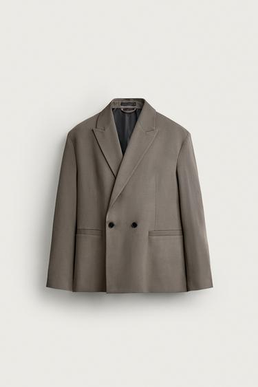 DOUBLE-BREASTED SUIT BLAZER — Grey 1