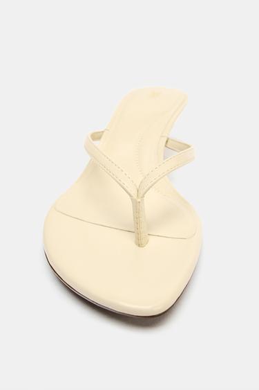 KITTEN-HEEL SANDALS - Vanilla Yellow by Zara - Image 4