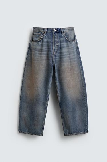 ヴィンテージウォッシュ バギーフィットデニムパンツミディアムブルーZaraのヴィンテージウォッシュ バギーフィットデニムパンツ - ミディアムブルー 