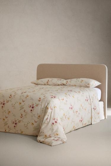 FLORAL PRINT SATEEN DUVET COVER - Oyster-white by Zara - Image 1