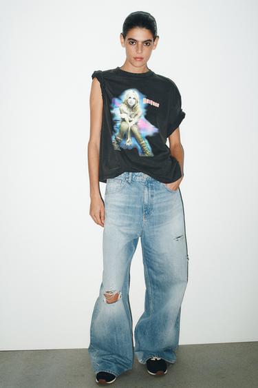 BRITNEY SPEASRS© FADED-EFFECT T-SHIRT - Anthracite grey by Zara - Image 0