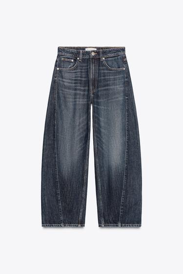 TRF MID-WAIST BAGGY BALLOON JEANS - Navy blue by Zara
