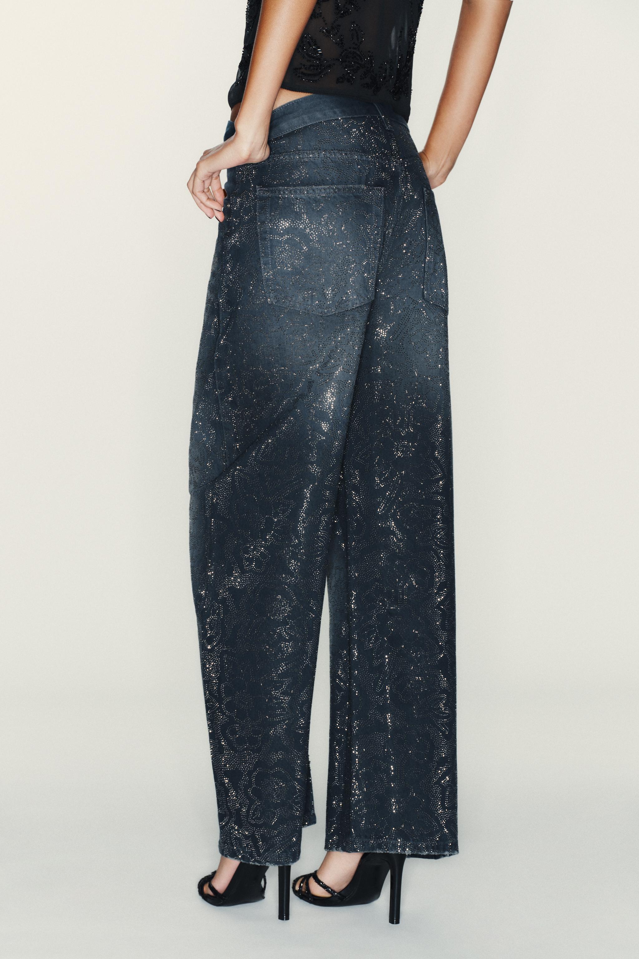TRF BAGGY RHINESTONE JEANS - Ink blue | ZARA India