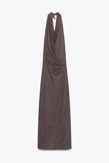 ROBE LONGUE DOS NU FIL MÉTALLISÉ - Bronze de Zara - Image 6