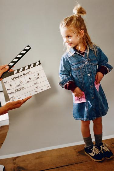 VESTIDO DENIM CORAZONES - Azul medio de Zara