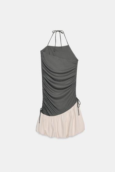 ROBE BIMATIÈRE BALLON - Gris / Beige de Zara - Image 4