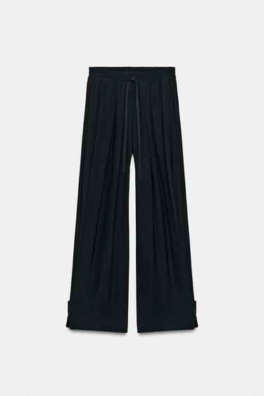 CALÇA FLUIDA COM PASSANTES - Preto da Zara - Imagem 0