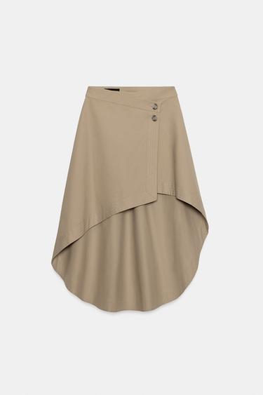 ASYMMETRIC MIDI SKIRT - camel by Zara