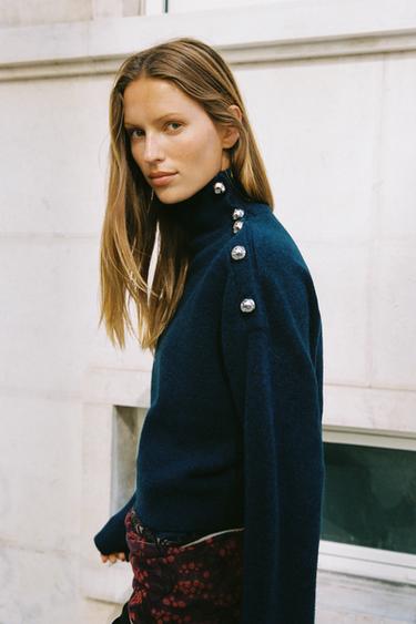 SOFT KNIT SWEATER WITH BUTTONS - Blue by Zara - Image 1