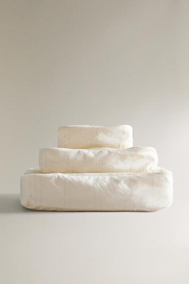 Zara LINEN AND COTTON FABRIC ORGANIZER (PACK OF 3) - Light beige - Image 0