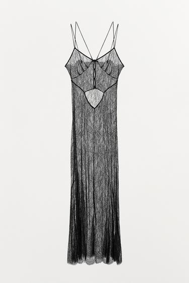LONG LACE DRESS - Black by Zara - Image 4
