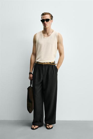 DÉBARDEUR EN TRICOT LIN - COTON - Écru de Zara - Image 0