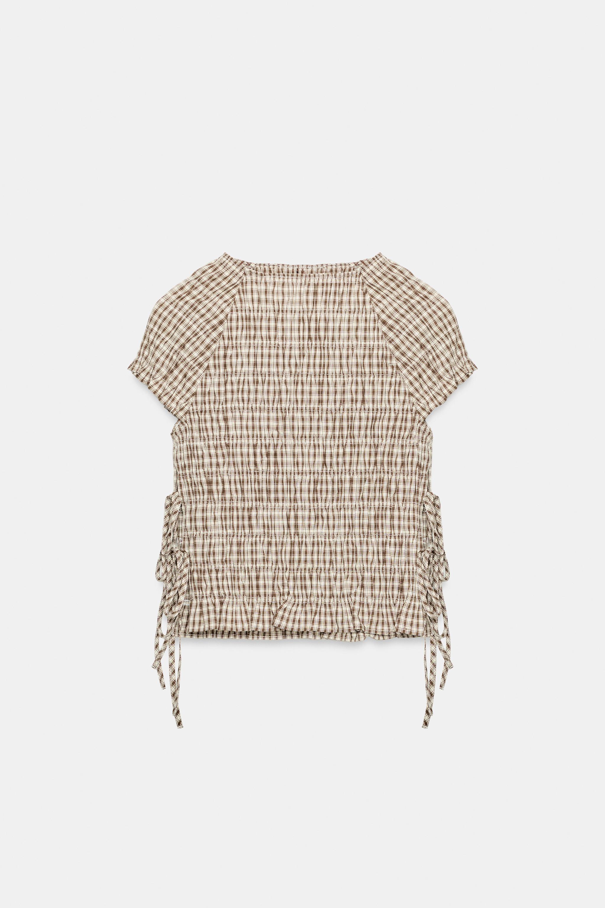TOP POPELINE FRONCES CARREAUX