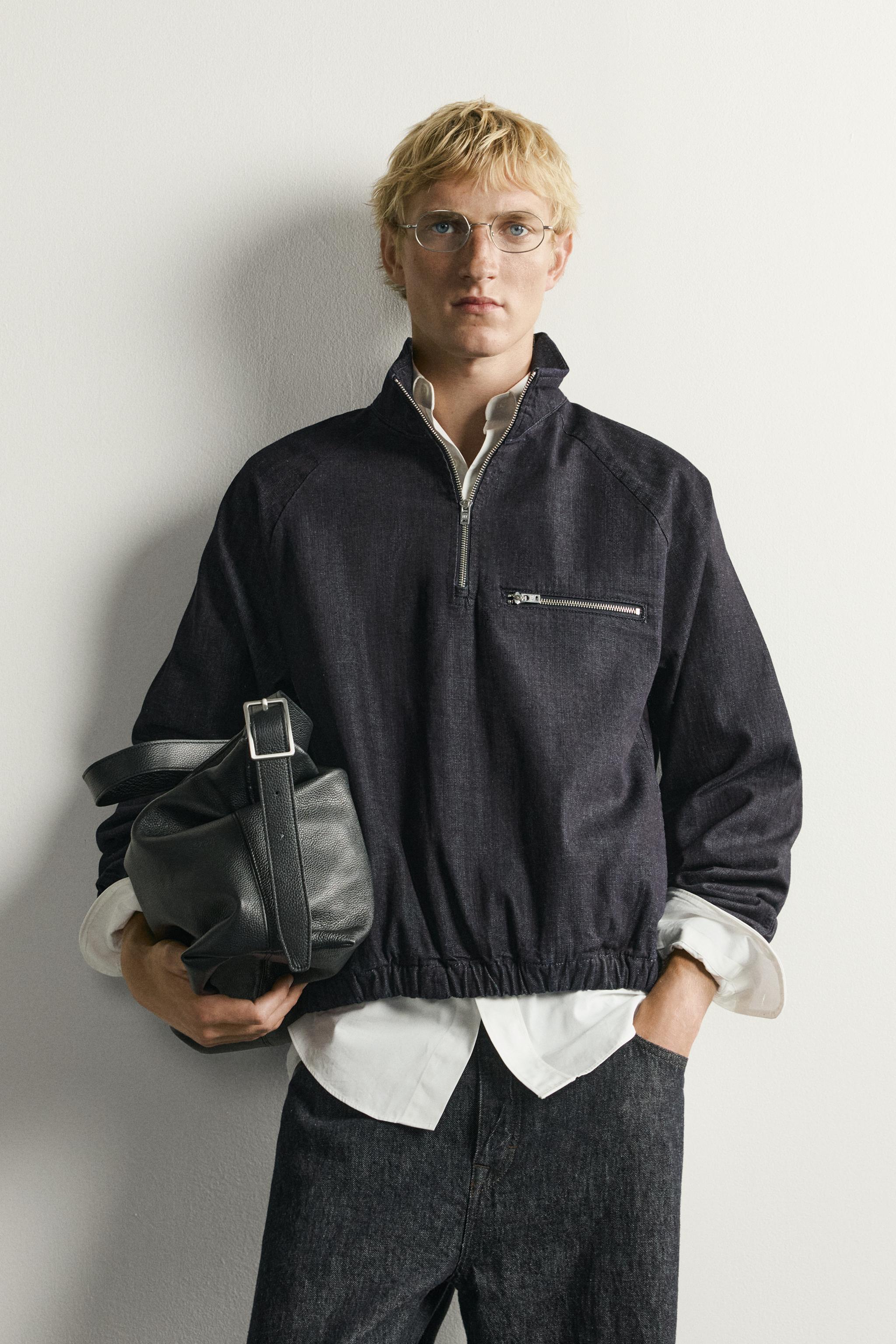 RELAXED-FIT DENIM PULLOVER