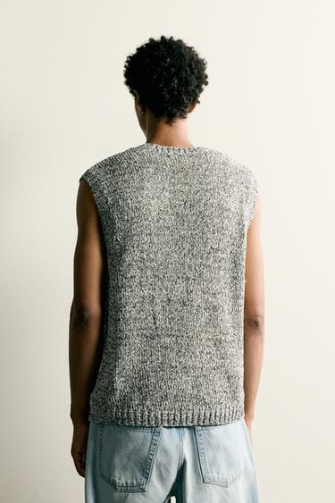 GILET EN MAILLE STRUCTURÉ - Écru de Zara - Image 2