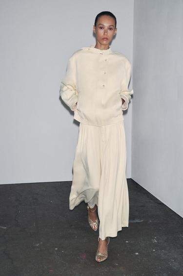 ZW COLLECTION PLEATED TROUSERS - Ecru by Zara