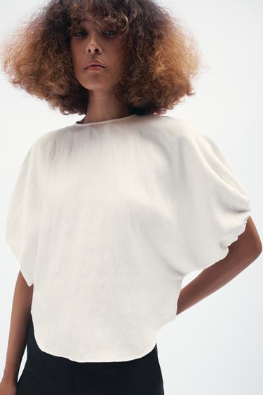 BLUSA MANGA BUFANTE ZW COLLECTION - Branco-marfim da Zara