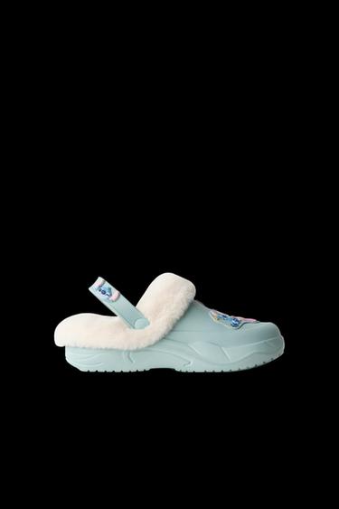 Zara LILO & STITCH © DISNEY FAUX FUR CLOGS - Blue - Image 0