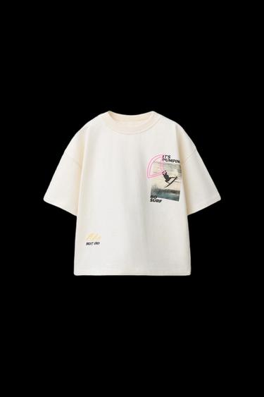 Zara SURF PHOTO PRINT T-SHIRT - Ecru - Image 0