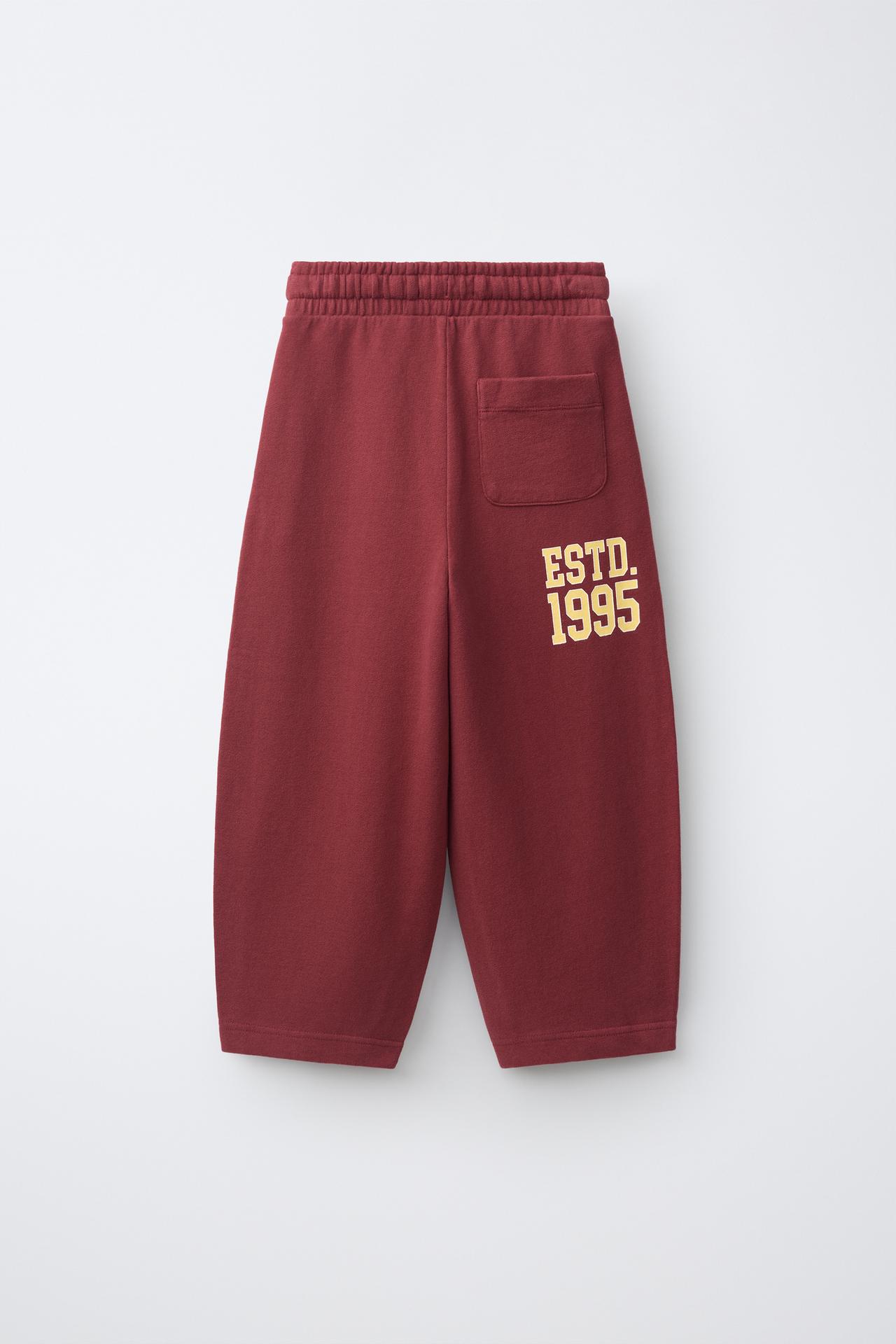 BARREL JOGGING PLUSH PANTS — Maroon