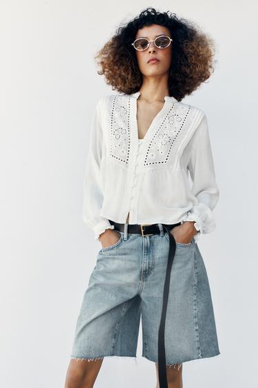 BLUSA BORDADOS - Blanco de Zara